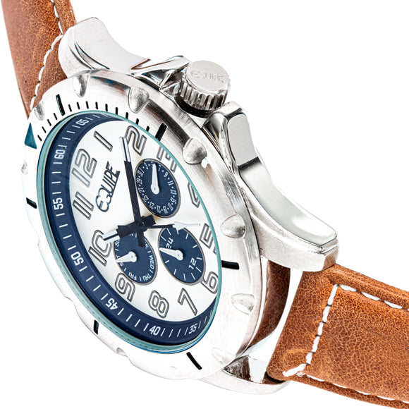 Equipe Turbo Genuine Leather-Band Watch - Camel/White