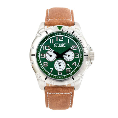 Equipe Turbo Genuine Leather-Band Watch - Camel/Green