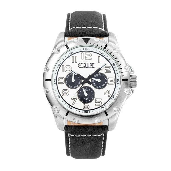 Equipe Turbo Genuine Leather-Band Watch -Black/White