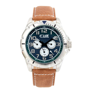 Equipe Turbo Genuine Leather-Band Watch - Camel/Blue